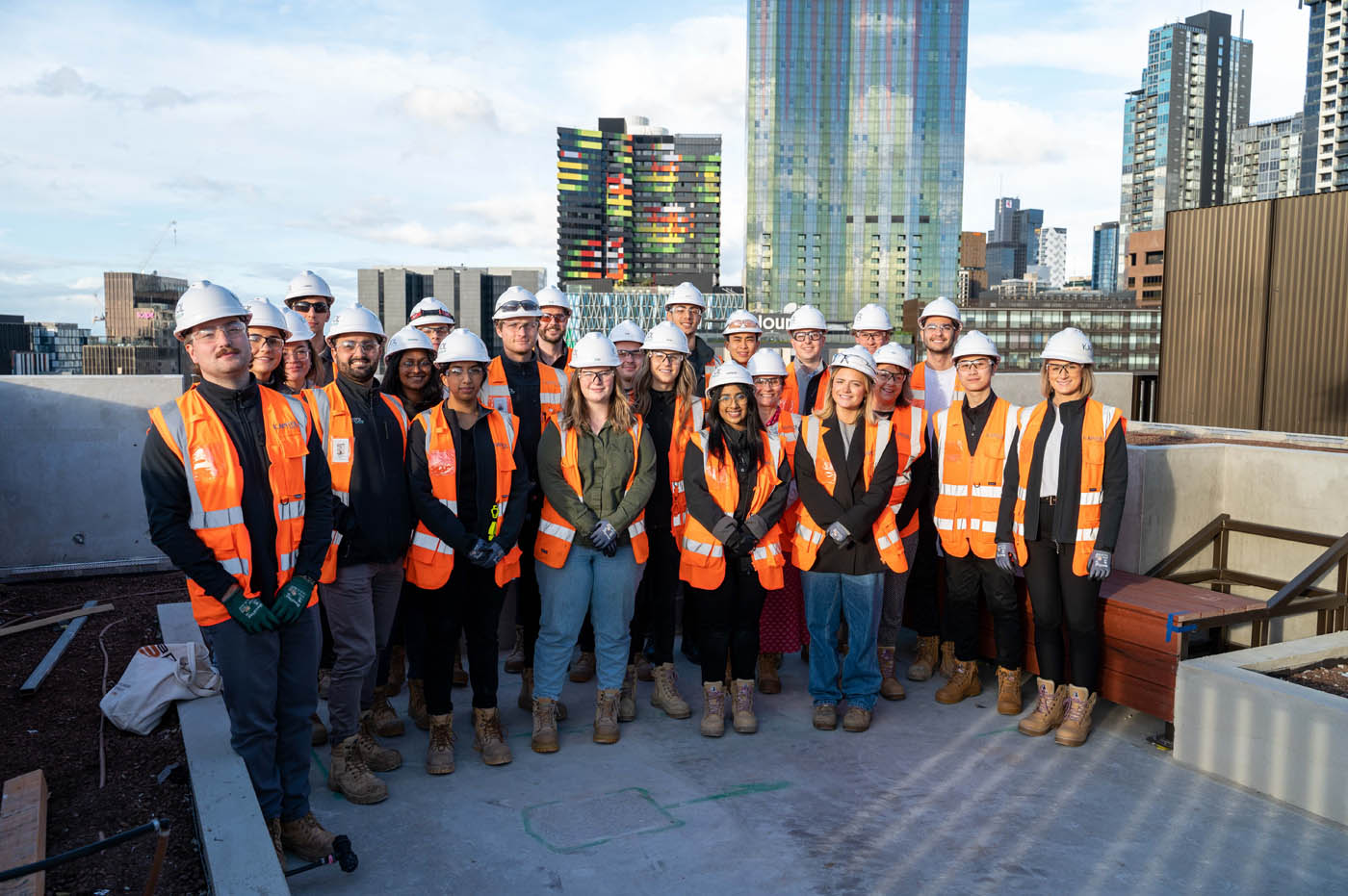 Group of construction workers building for sustainability